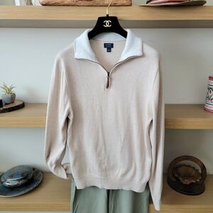 J. Crew Beige Quarter Zip Sweater 100%cotton